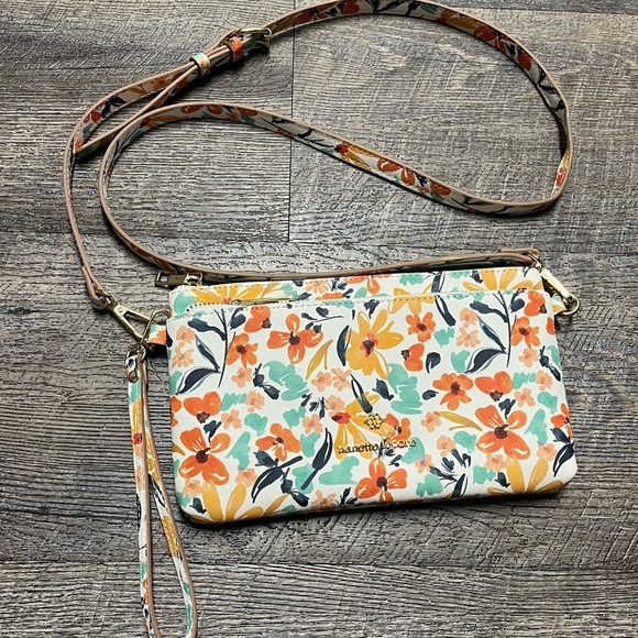Nanette Lepore Handbags - Nanette Lenore Orange and Green Crossbody Bag Vibrant Floral Design